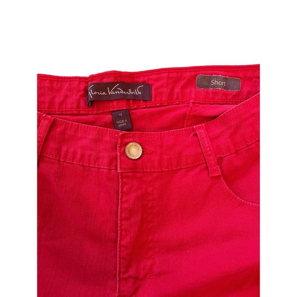 Gloria Vanderbilt Women's Shorts 12 Red 5 Pocket Embroidery and Rhinestones - Picture 5 of 5